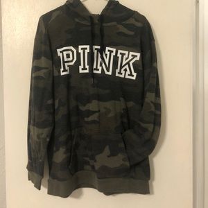 PINK camo logo hoodie
